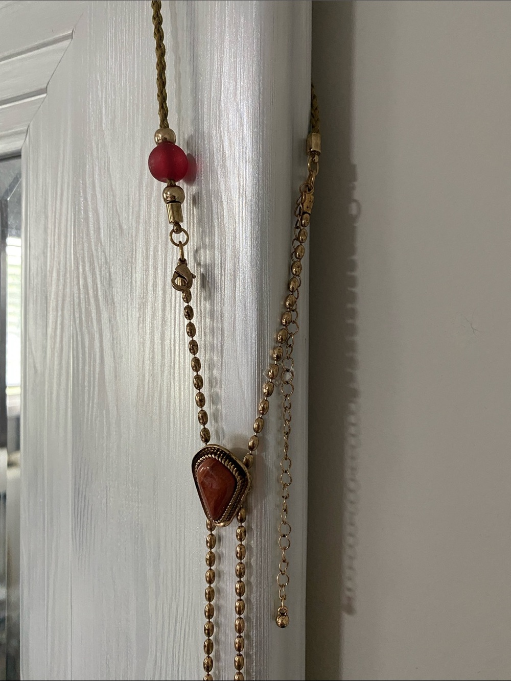 Free People Gold-Tone Layered Necklace stone slides to adjust Bolero style. NWT